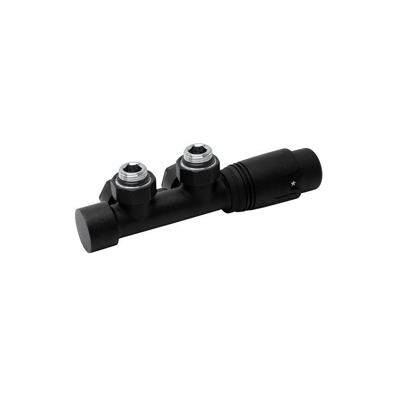 D-DESIGN KIT DE ROBINET RADIATEUR THERMOSTATIQUE BITUBE/MONOTUBE +RACCORD 16MM EQUERRE NOIR MAT DB2