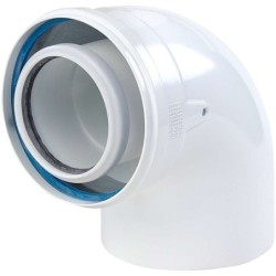 Ubbink coude concentrique de rayon 87° condensation en aluminium/PP de diamètre 80/125mm 0702871